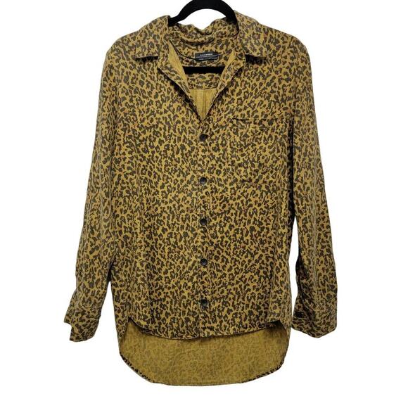 Zara Woman Leopard Print Blouse Medium Lyocell Hi Lo 690 - Picture 1 of 12